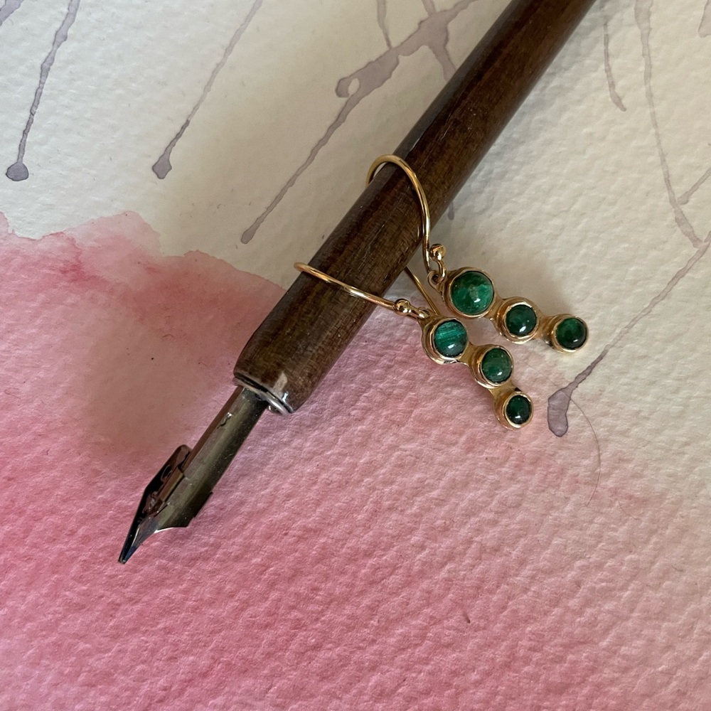 Elegant Gold and Green Drop Earrings